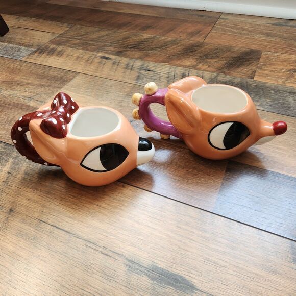 Lot 2 Enesco Rudolph & Clarice Reindeer Island Of Misfit Toys Christmas Mugs Vtg - Picture 3 of 15